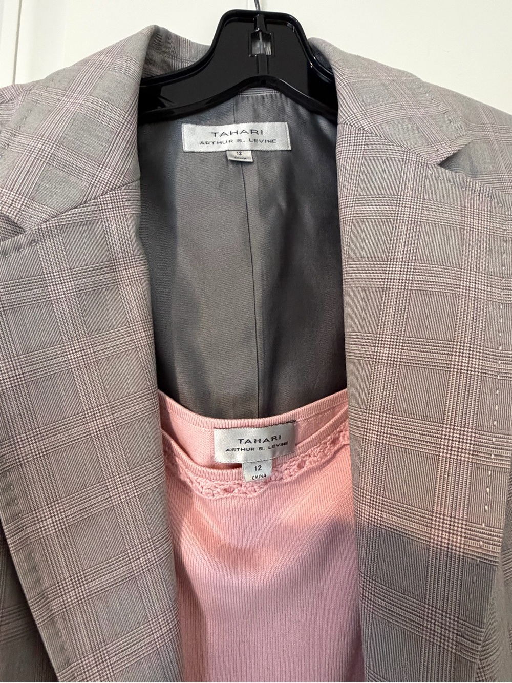 Tahari Taupe Plaid Pleated-Hem Pencil Skirt Set - Picture 4 of 8